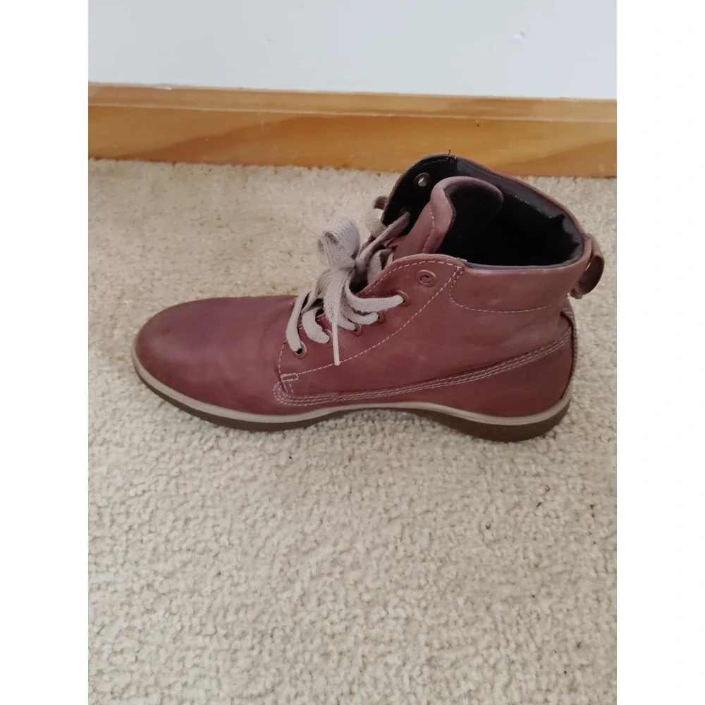 ECCO Track 6 Brown Leather Ankle Boots Lace‑Up‎ Comfort Women 6.5 / 37 Preppy